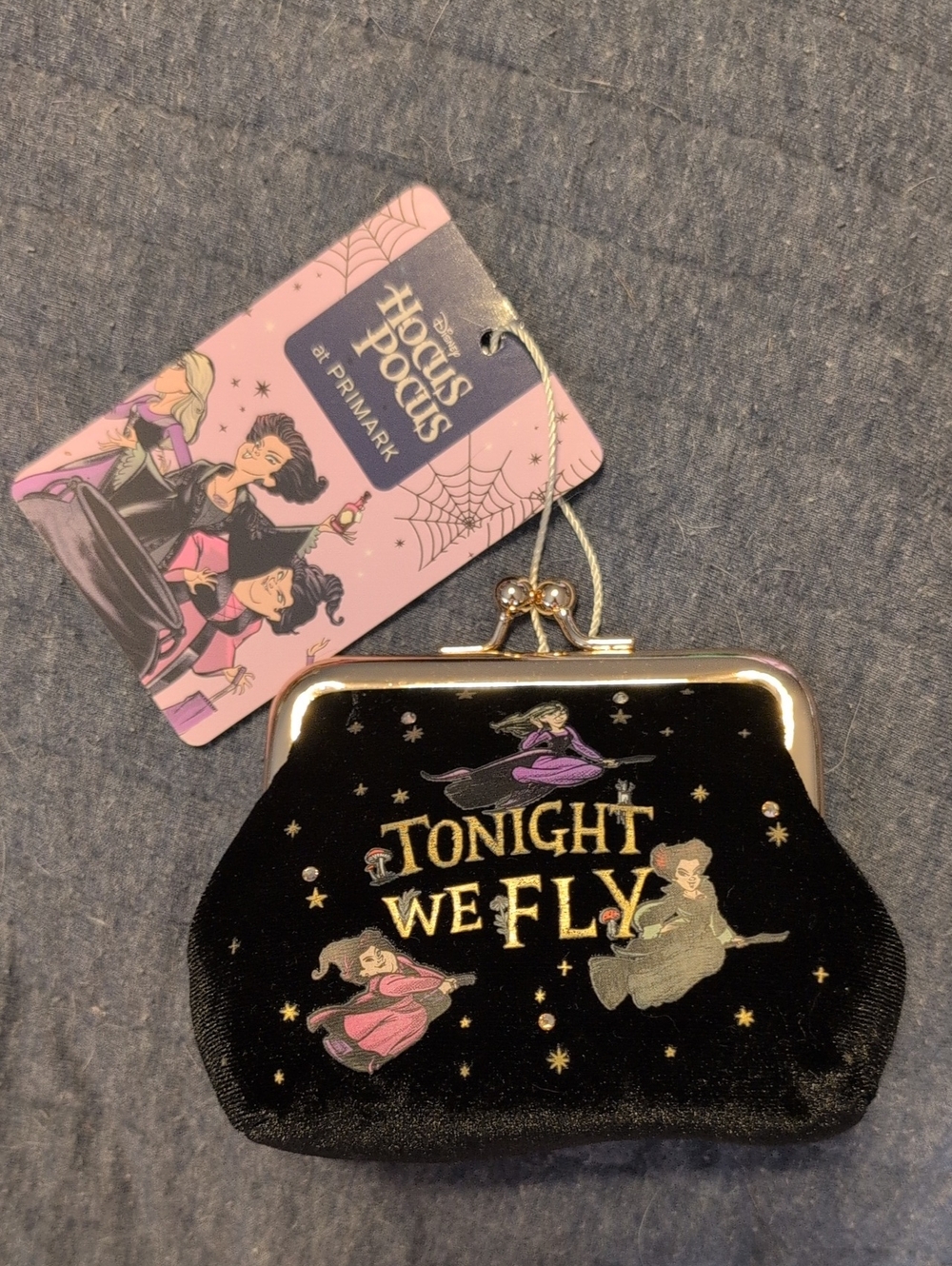 Primark Hocus Pocus 'Tonight We Fly' Black Velvet Coin Purse